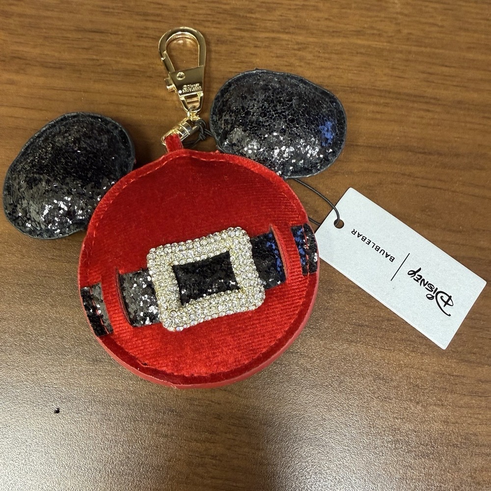 Disney BaubleBar Mickey Mouse Christmas Coin Purse Keychain Santa Belt NWT